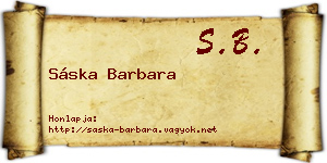 Sáska Barbara névjegykártya